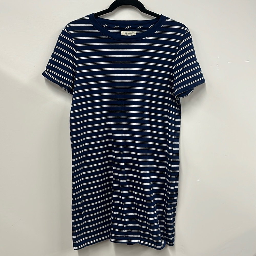 Madewell cotton T-shirt dress navy white stripe S